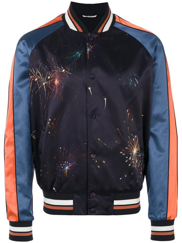 Valentino - Fireworks Bomber Jacket - Men - Cotton/polyester/spandex/elastane/polyester Taffeta - 48, Black, Cotton/polyester/spandex/elastane/polyester Taffeta