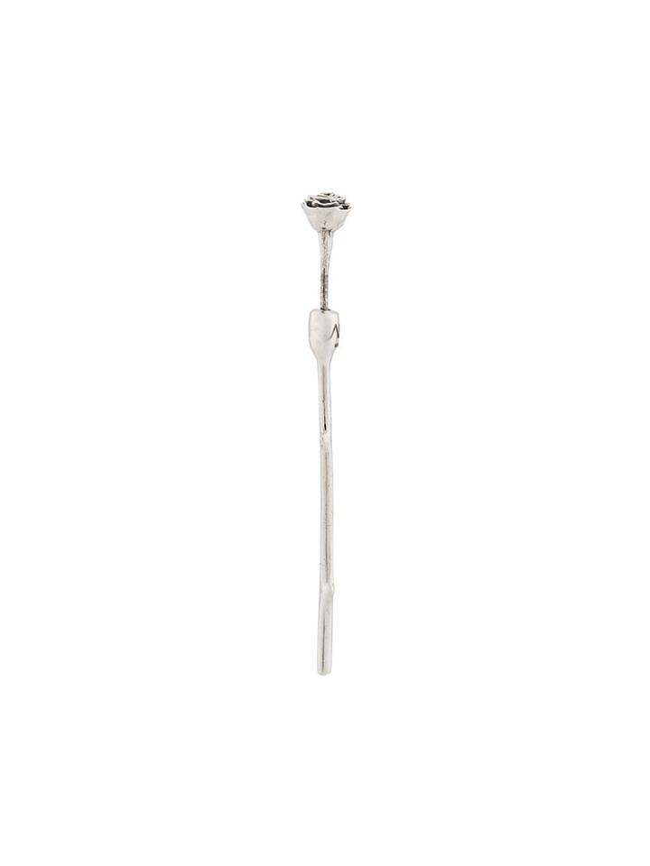Alan Crocetti Long Stem Rose Earrings - Silver