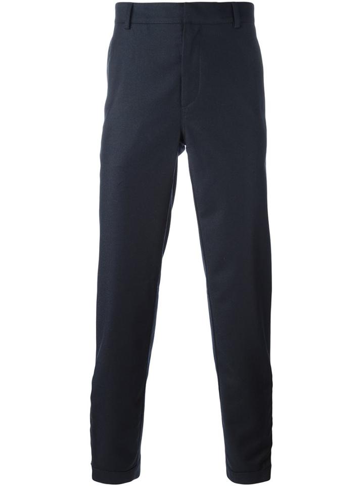 Lanvin Tailored Straight Fit Trousers, Men's, Size: 48, Blue, Cotton/virgin Wool
