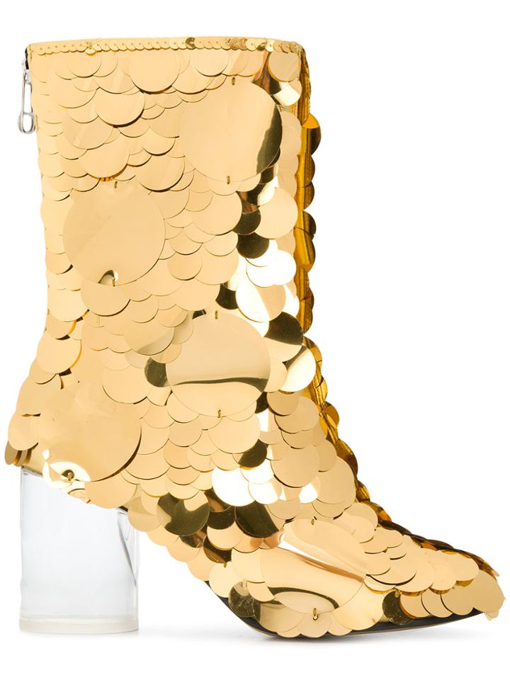 Maison Margiela Socks Sequin Embellished Boots - Metallic
