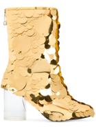 Maison Margiela Socks Sequin Embellished Boots - Metallic
