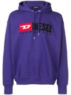 Diesel Logo Embroidered Hoodie - Purple