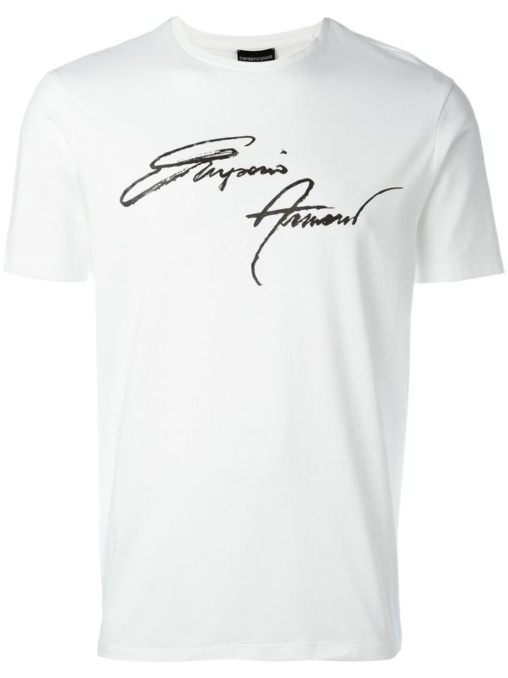 Emporio Armani Signature Print T-shirt, Men's, Size: Xxl, White, Cotton