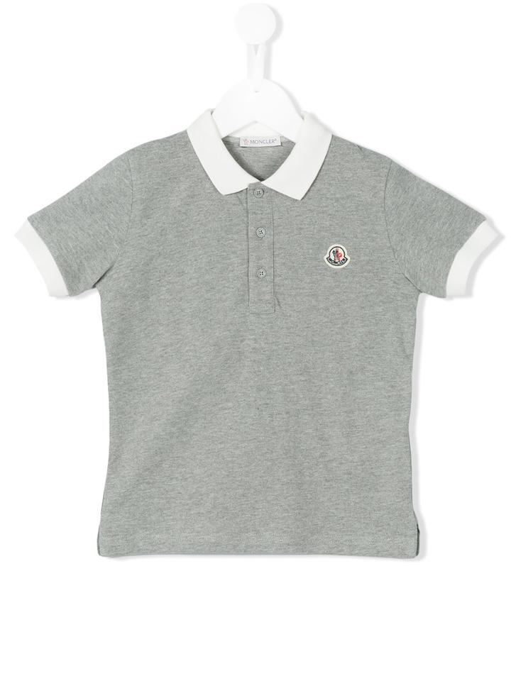 Moncler Kids - Contrast Collar Polo Shirt - Kids - Cotton - 12 Yrs, Grey