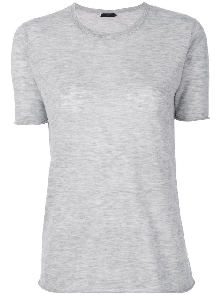 Joseph - Crew Neck T-shirt - Women - Cashmere - L, Grey, Cashmere