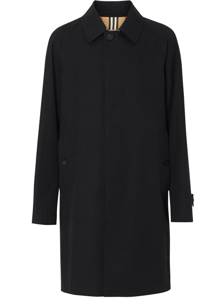 Burberry Icon Stripe Detail Tropical Gabardine Car Coat - Black