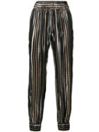 Haney Colette Stripe Trousers, Women's, Size: 4, Black, Silk/polyester
