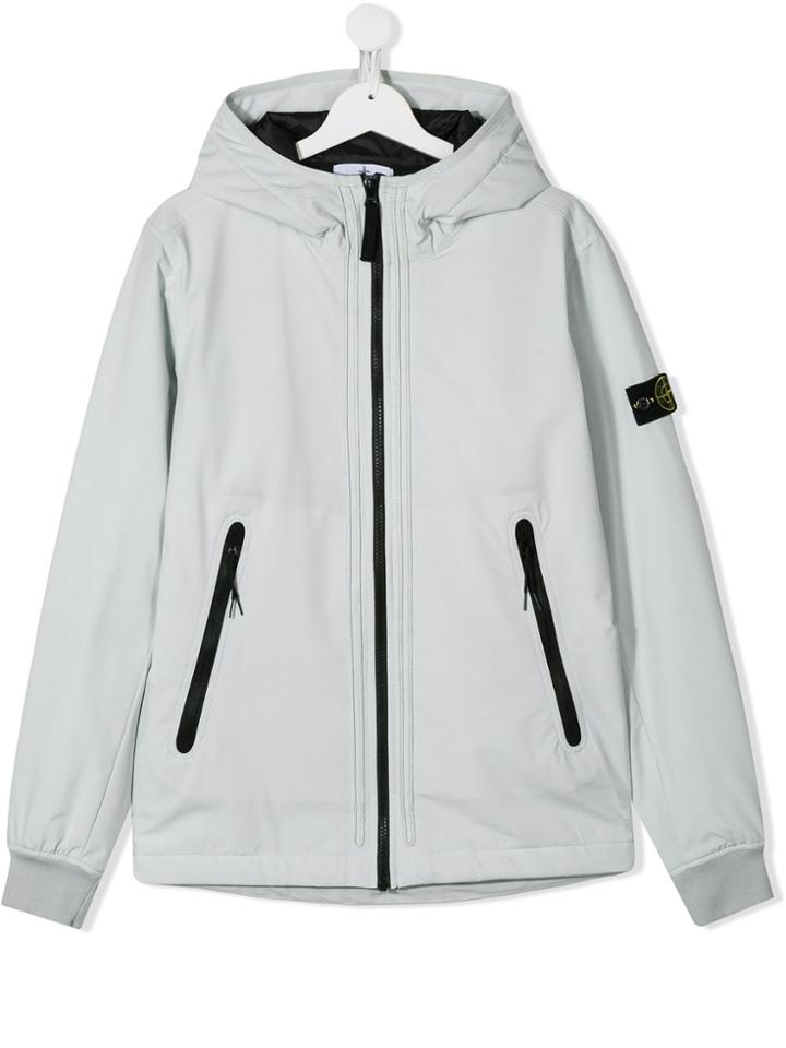 Stone Island Junior Logo Patch Bomber Jacket - Grey