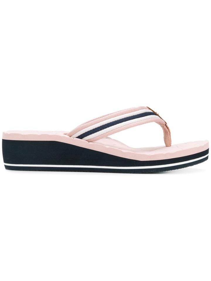Tommy Hilfiger Wedge Flip Flops - Pink & Purple