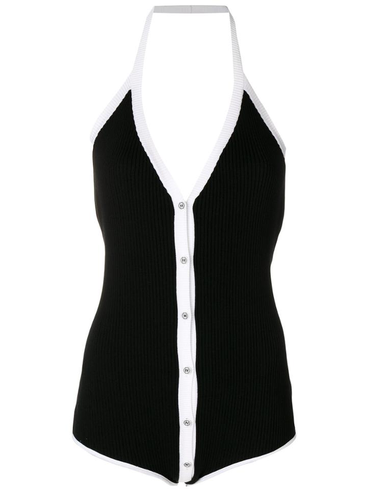 Gcds V-neck Button Bodysuit - Black