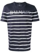 Balmain Striped Logo T-shirt - Blue