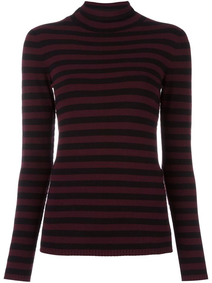 Twin-set Striped Mock Neck Jumper, Women's, Size: Small, Black, Polyester/viscose