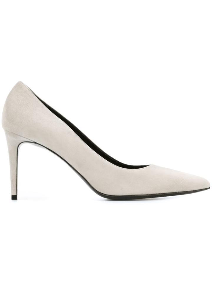 Saint Laurent Paris Pumps, Women's, Size: 39.5, Grey, Suede/leather