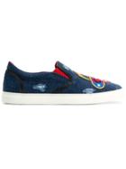 Dsquared2 Patch Embroidered Denim Sneakers - Blue