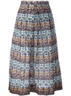 No21 Striped Lace Pleated Skirt