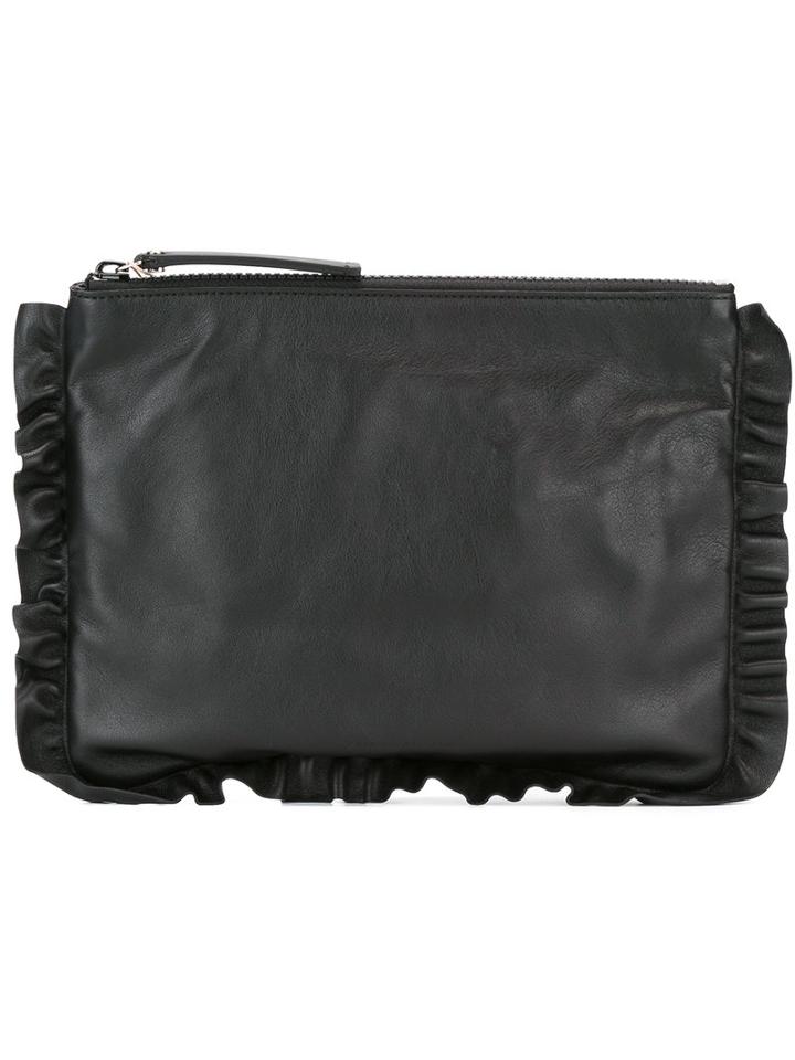 Christopher Kane Frilled Accent Clutch Bag, Women's, Black, Leather