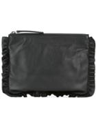 Christopher Kane Frilled Accent Clutch Bag, Women's, Black, Leather