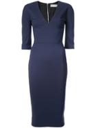 Victoria Beckham V-neck Fitted Dress - Blue
