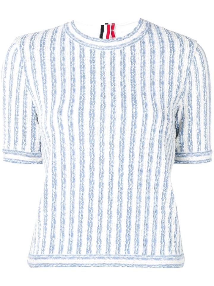 Thom Browne Wide University Stripe Yarn Tee - Blue