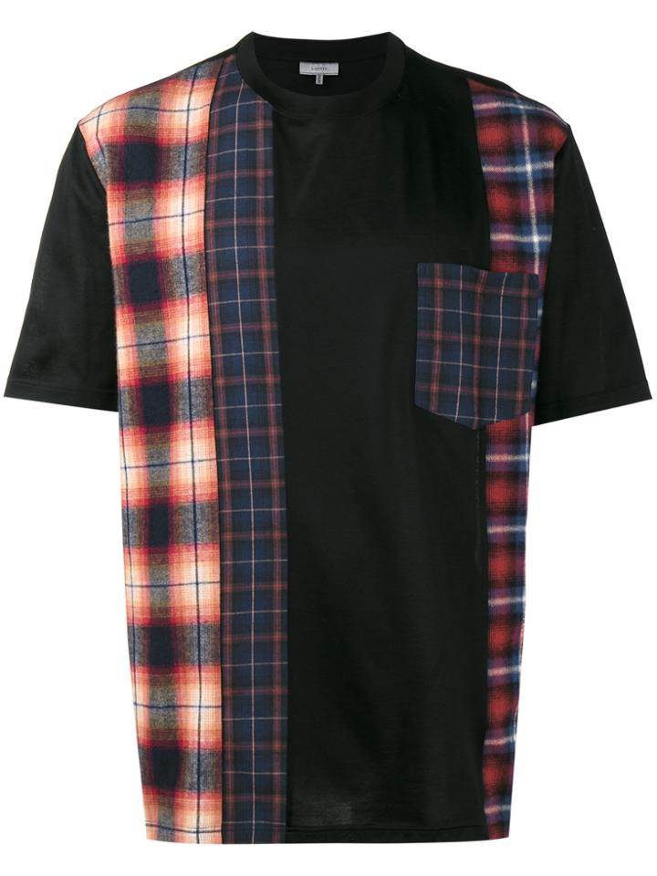 Lanvin Checked Panel T Shirt - Black
