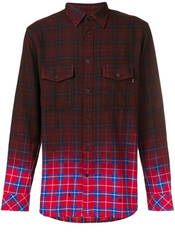 Diesel Fade Effect Plaid Shirt - Red