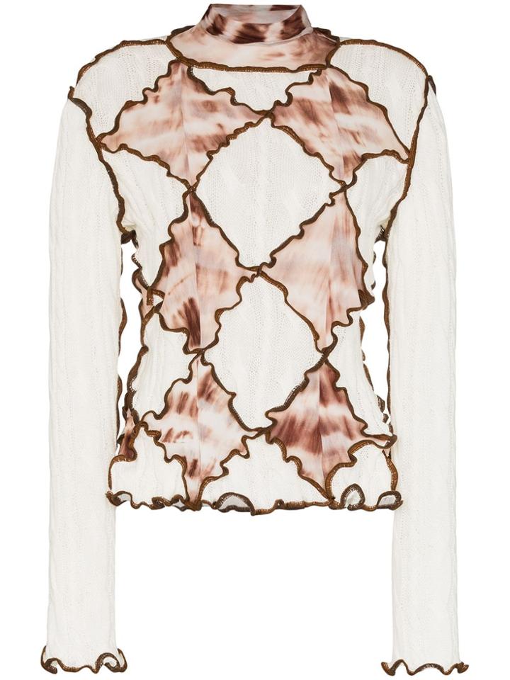 Asai Tie-dye Diamond Panel Turtleneck - Neutrals