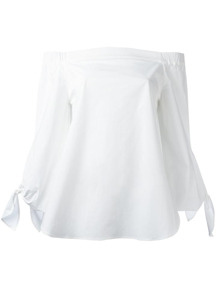 Erika Cavallini Knot Detail Off-shoulders Blouse, Women's, Size: 38, White, Cotton/spandex/elastane