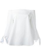 Erika Cavallini Knot Detail Off-shoulders Blouse, Women's, Size: 38, White, Cotton/spandex/elastane