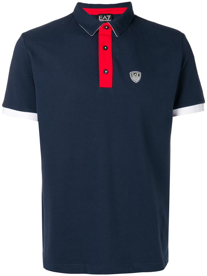 Ea7 Emporio Armani Logo Patch Polo Shirt - Blue