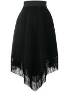 Dolce & Gabbana Fringe Hem Crepe Skirt, Women's, Size: 46, Acetate/viscose/spandex/elastane