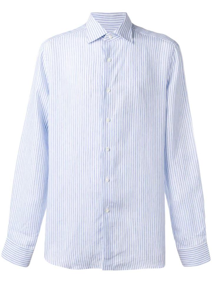 Canali Blue Pinstripe Shirt - White
