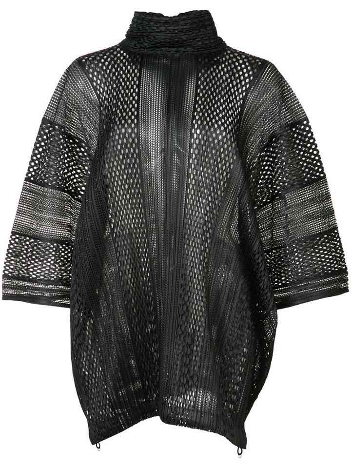 Pleats Please By Issey Miyake - Lace Cut Top - Women - Polyester - 3, Black, Polyester