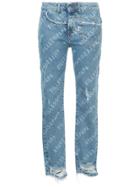 Filles A Papa Distressed Logo Print Skinny Jeans - Unavailable