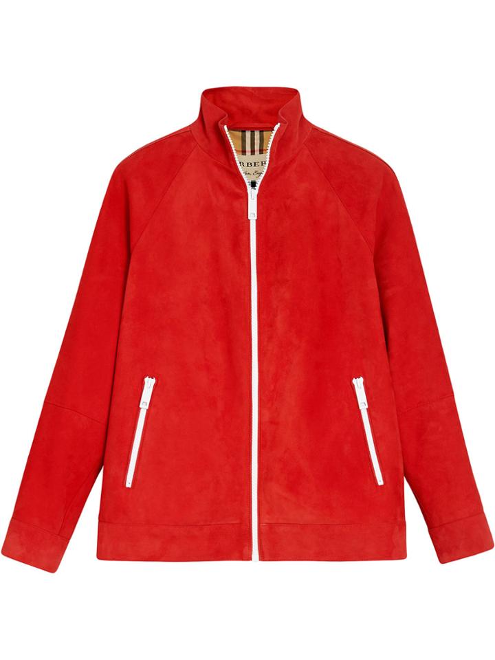 Burberry Suede Tracksuit Jacket - Red