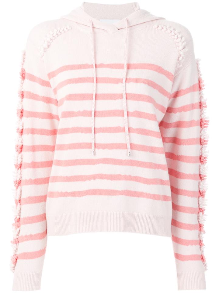 Barrie Fringed Striped Hoodie - Pink & Purple