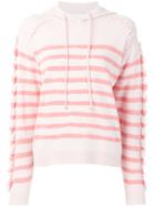 Barrie Fringed Striped Hoodie - Pink & Purple