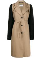 Maison Margiela Colour Block Belted Trench Coat - Brown