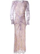 Alessandra Rich Long-sleeved Lace Gown - Pink & Purple
