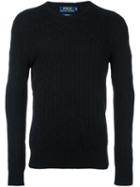 Polo Ralph Lauren Crew Neck Jumper, Men's, Size: Medium, Black, Cashmere