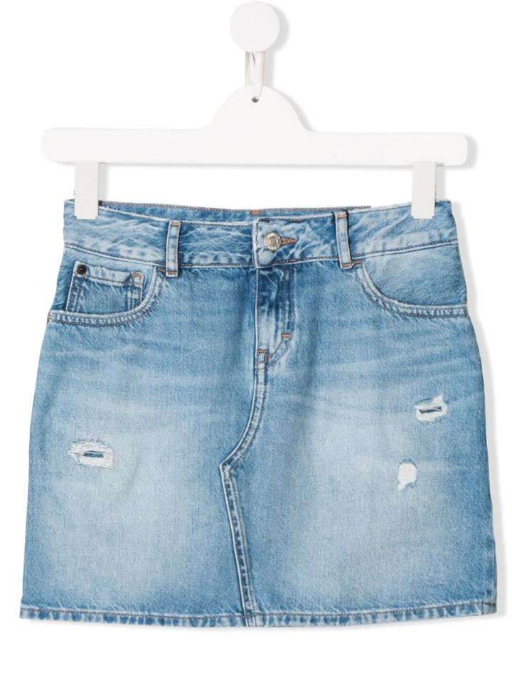 Calvin Klein Kids Teen Distressed Denim Skirt - Blue