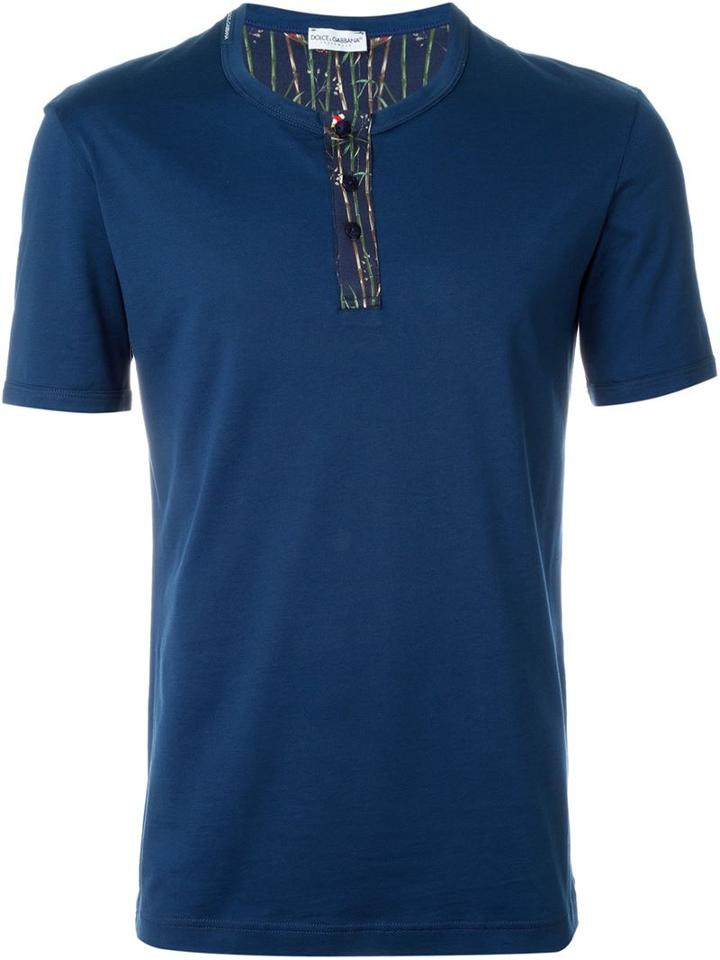 Dolce & Gabbana Underwear Henley T-shirt, Men's, Size: 7, Blue, Cotton
