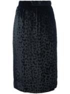 Yves Saint Laurent Vintage Leopard Print Velvet Pencil Skirt, Women's, Size: 34, Black