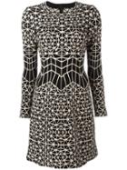 Azzedine Alaia Geometric Jacquard Dress, Women's, Size: 38, Black, Viscose/wool/polyamide/spandex/elastane