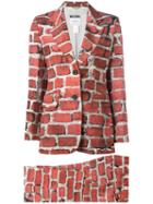 Moschino Vintage Brick Print Trouser Suit, Women's, Size: 42, Red
