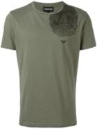 Emporio Armani Fingerprint Print T-shirt, Men's, Size: Xxl, Green, Cotton