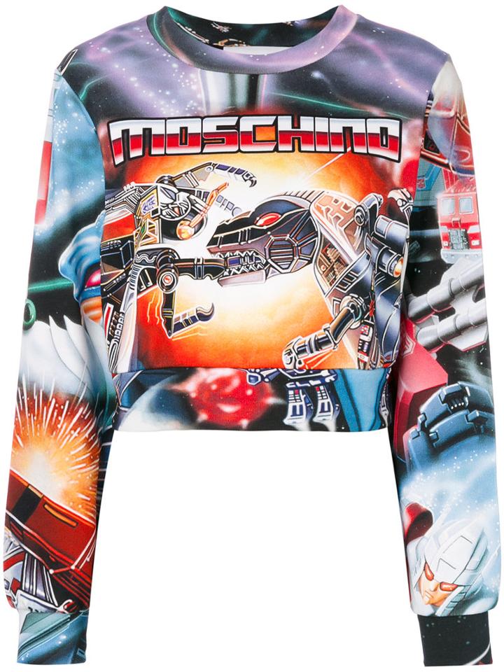 Moschino - Graphic Printed Sweatshirt - Women - Cotton - 38, Pink/purple, Cotton