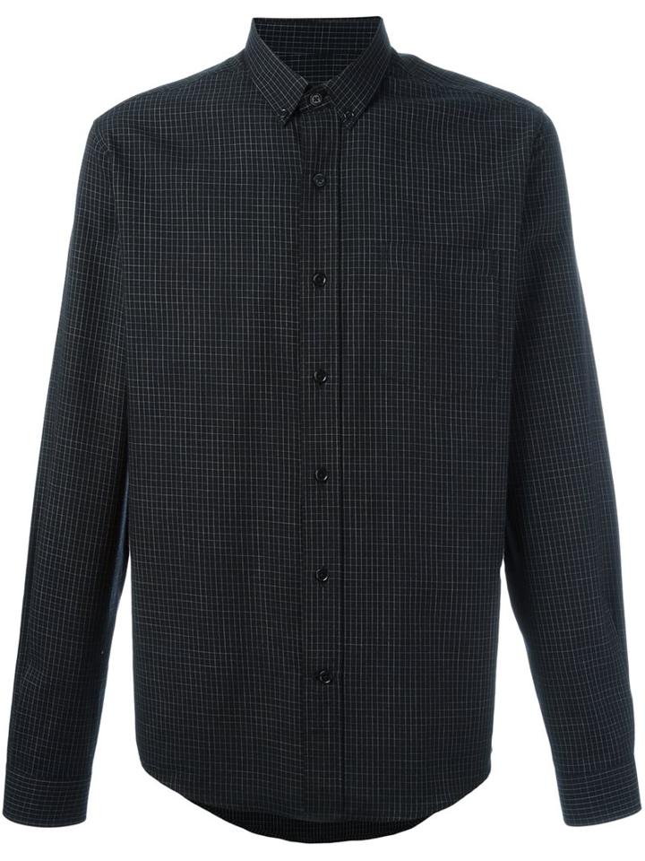 Ami Alexandre Mattiussi Classic Plaid Shirt, Men's, Size: 39, Black, Cotton