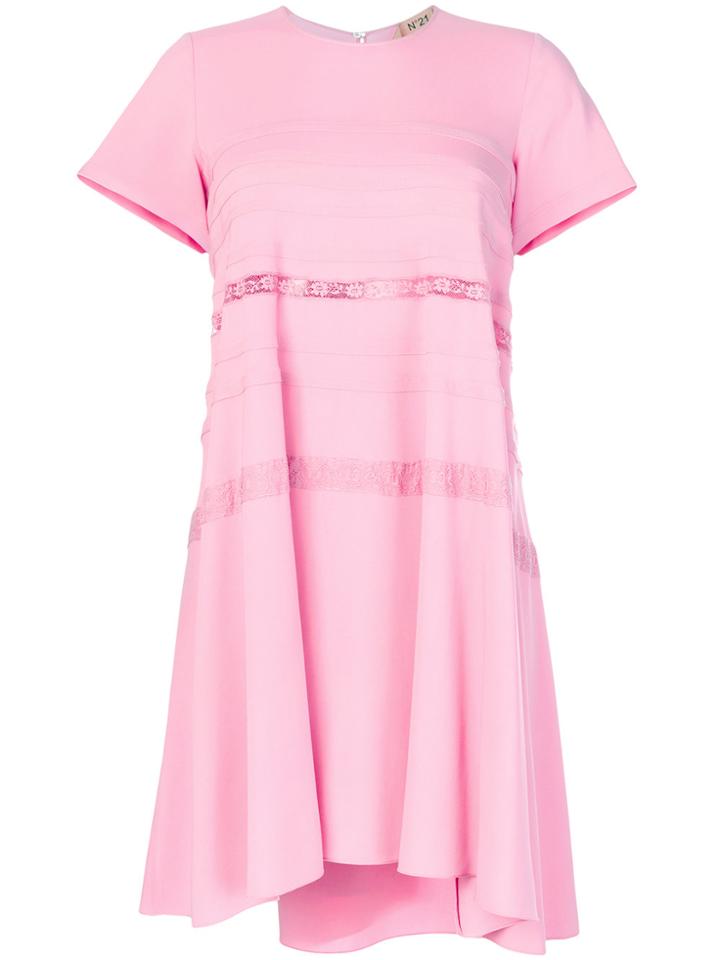 No21 Lace Sheer Detail Dress - Pink & Purple