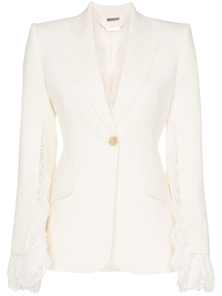 Alexander Mcqueen Single-breasted Split Sleeve Lace Trimmed Blazer -