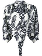 Patbo Palm Print Cropped Blouse - White